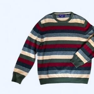 Alan Flusser Striped 100% Cashmere Sweater